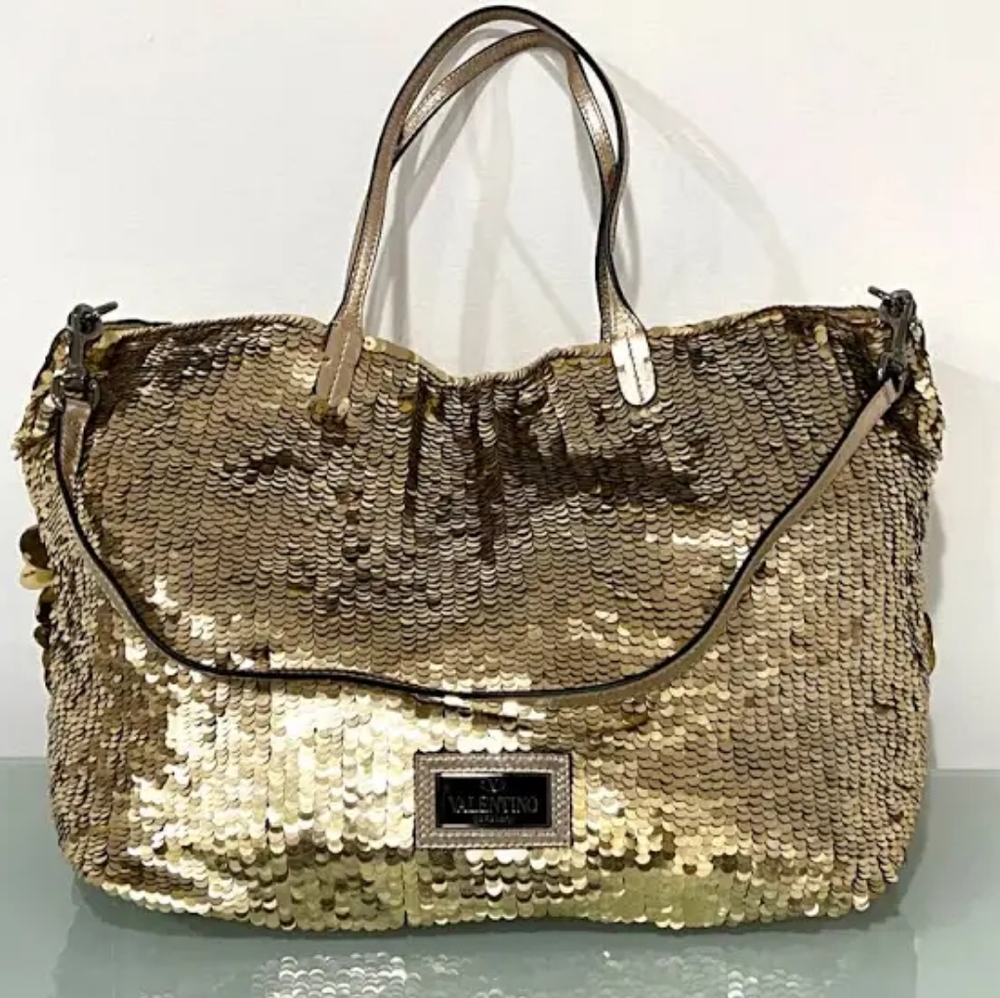 RARE VALENTINO ROSETTA GOLD TOTE. - Picture 6 of 16